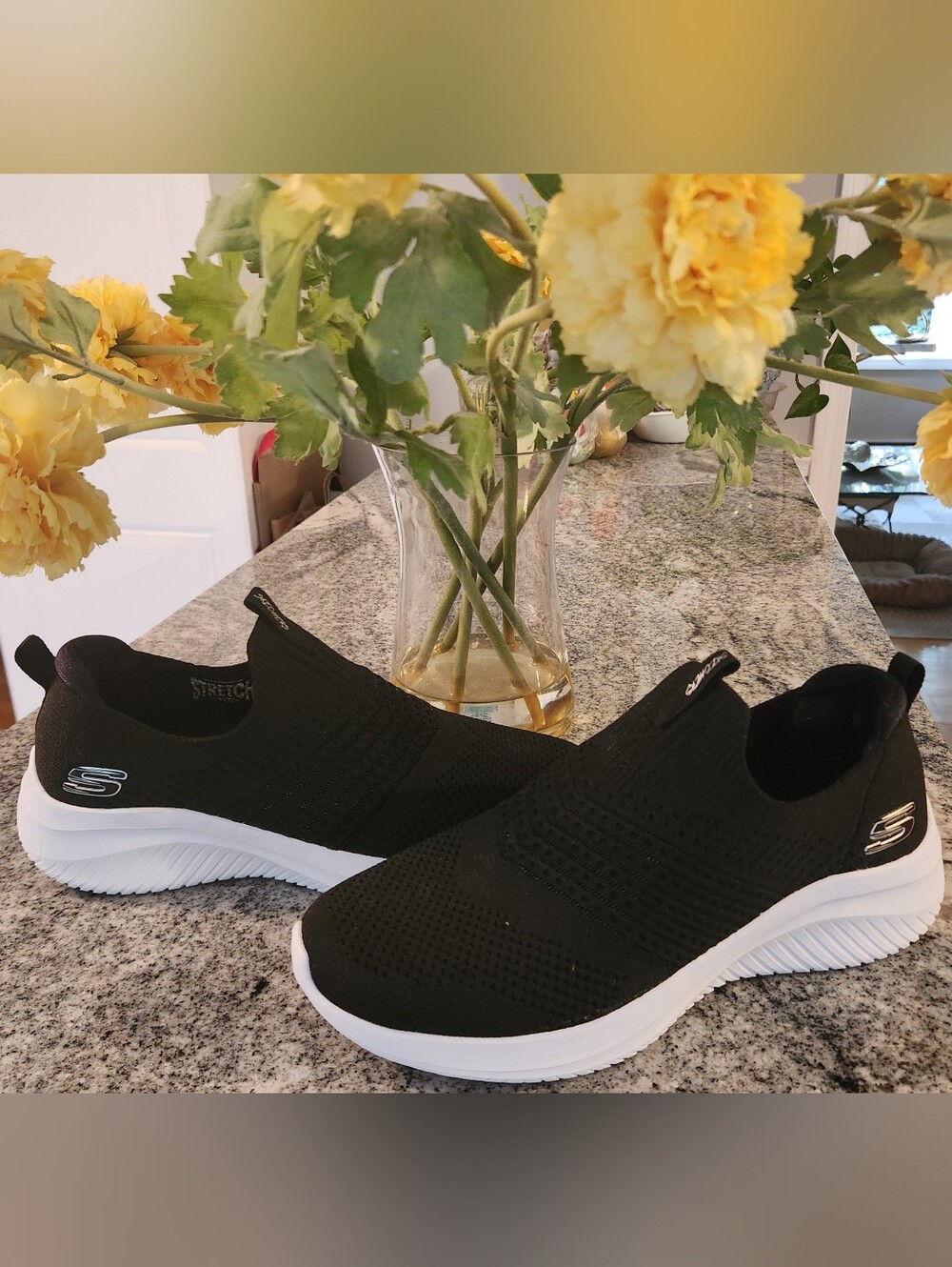 Skechers Black Slip-On Lightweight Knit Walking Sneakers - Picture 4 of 4